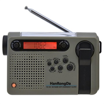 HanRongDa HRD-900 Campingradio met Zaklamp en SOS-alarm - Groen