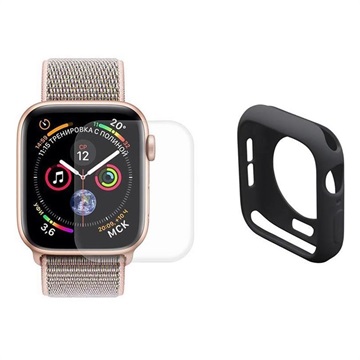 Hat Prince Apple Watch Series SE/6/5/4 Full Bescherming Set - 44mm - Zwart