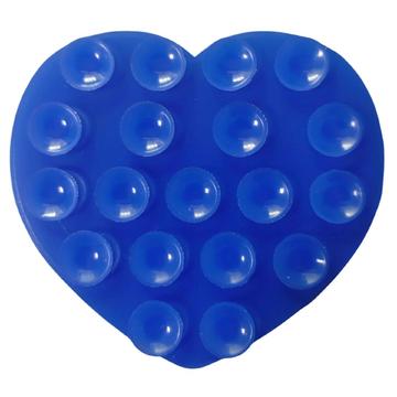 Hartvormige zelfklevende siliconen telefoonhouder met zuignap - donkerblauw