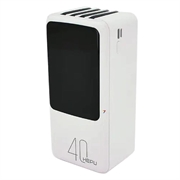 Hepu XL HP210 40000mAh Power Bank met USB-C/Lightning/USB-A/MicroUSB-kabels - Wit
