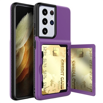 Samsung Galaxy S21 Ultra 5G Hybride Hoesje met Verborgen Spiegel & Kaarthouder