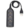 Hoge Snelheid 4-Poorts USB-Hub 2.0 - 480 Mbps - Zwart