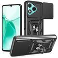 Honor 400 Lite Roterende ring hybride hoesje met camera schild - Zwart