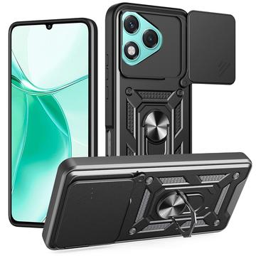 Honor 400 Lite Roterende ring hybride hoesje met camera schild - Zwart
