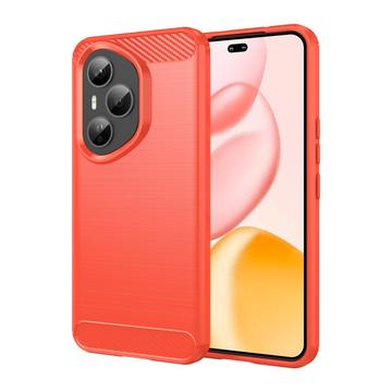 Honor 400 Pro Geborsteld TPU Hoesje - Koolstofvezel - Rood
