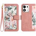 Honor 600 Smart Floral Portemonnee Hoesje met kaartsleuven - Roze