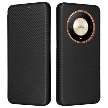 Honor Magic6 Lite/X9b Flip Hoesje - Koolstofvezel - Zwart