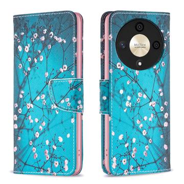 Honor Magic6 Lite/X9b Wonder Series Portemonnee Hoesje - Wit Bloemen