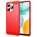 Honor X5c/X5c Plus Geborsteld TPU Hoesje - Koolstofvezel - Rood