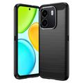 Honor X6e Geborsteld TPU Hoesje - Koolstofvezel - Zwart