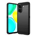 Honor X7e Geborsteld TPU Hoesje - Koolstofvezel - Zwart