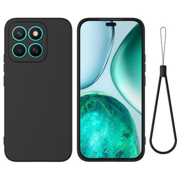 Honor X8c Vloeibare siliconen hoesje met polsbandje - Zwart