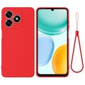 Honor X8d Vloeibare siliconen hoesje met polsbandje - Rood