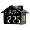 Multifunctionele digitale LED-wekker in de vorm van een huisje - Zwart