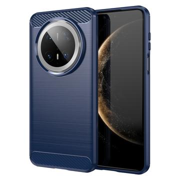 Huawei Mate 70 Pro/70 Pro+ Geborsteld TPU Hoesje - Koolstofvezel - Blauw