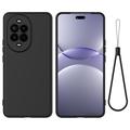 Huawei Nova 13 Pro Vloeibare siliconen hoesje met polsbandje - Zwart