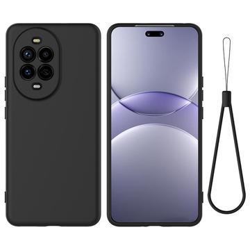 Huawei Nova 13 Pro Vloeibare siliconen hoesje met polsbandje - Zwart