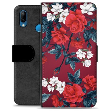 Huawei P20 Lite Premium Portemonnee Hoesje - Vintage Bloemen