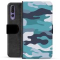 Huawei P20 Pro Premium Portemonnee Hoesje - Blauw Camouflage