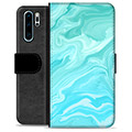 Huawei P30 Pro Premium Portemonnee Hoesje - Blauw Marmer