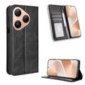 Huawei Pura 80 Retro Portemonnee Hoesje met Magneetsluiting - Zwart