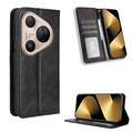 Huawei Pura 80 Ultra Retro Portemonnee Hoesje met Magneetsluiting - Zwart