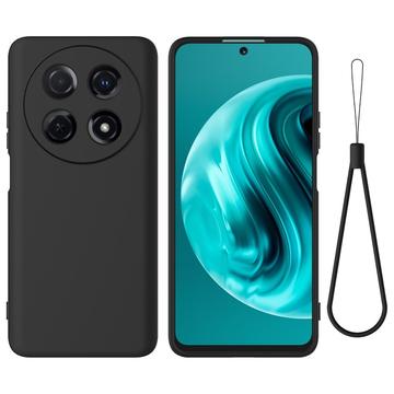Huawei nova 13i Vloeibare siliconen hoesje met polsbandje - Zwart