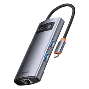 Hub 4in1 Baseus Metal Gleam Series WKWG070113, USB-C naar 3x USB 3.0 + Ethernet RJ45