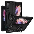 Samsung Galaxy Z Fold3 5G Hybride Hoesje met Metalen Standaard - Zwart