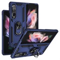 Samsung Galaxy Z Fold3 5G Hybride Hoesje met Metalen Standaard - Blauw