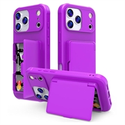 iPhone 17 Pro Hybride Hoesje met Verborgen Spiegel & Kaartsleuf - Paars