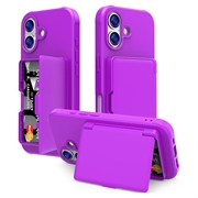 iPhone 17 Hybride Hoesje met Verborgen Spiegel & Kaartsleuf - Paars
