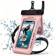 IPX8 waterdichte drijvende telefoonhoes met twee opbergvakken - 7.5" - roze