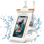 IPX8 waterdichte drijvende telefoonhoes met twee opbergvakken - 7.5" - wit