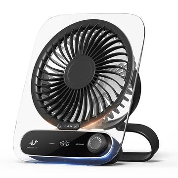 JF136 Breedhoekige, draagbare bureau- en hangventilator met 199 snelheidsniveaus - Zwart