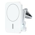 JJT-987 15W magnetische draadloze oplader/autohouder met ventilatieklem - compatibel met MagSafe - wit