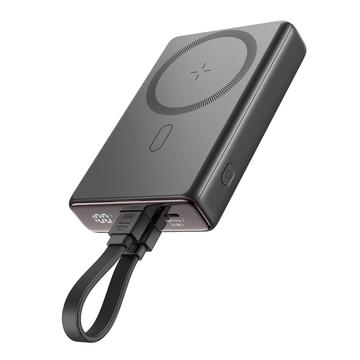 JOYROOM JR-PBM01 PD 20W 10000mAh Telefoon Power Bank Magnetische Draadloze Oplader met Ingebouwde Kabel / Kickstand - Zwart