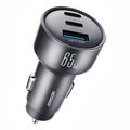 Joyroom JR-CCN19 65W autolader met 3 poorten (PD/QC) - 2x USB-C, USB-A - grijs