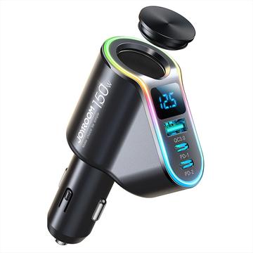 Joyroom JR-CL21 4-in-1 snelle autolader - USB-A QC3.0 & 2x USB-C PD - 150W - Zwart