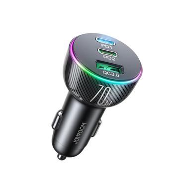 Joyroom JR-CL26 70W Autolader met 3 Poorten - 2x USB-C, USB-A - Zwart