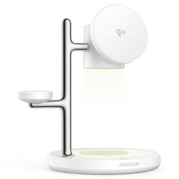 Joyroom JR-W23 Qi2 4-in-1 magnetische draadloze oplader 15W met nachtlampje - Wit