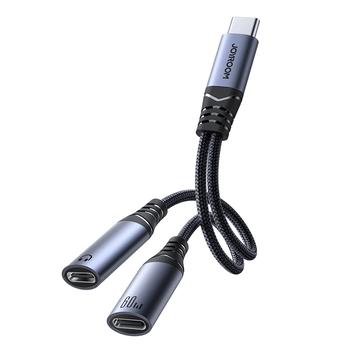 Joyroom SY-C03 2-in-1 audio-adapter - Zwart
