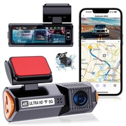 K19 dubbele dashcam 4K Ultra HD met GPS en wifi - zwart