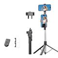 K50 uitschuifbare selfie-stok/statief met dubbele telefoonhouder - zwart