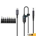 K595-8 USB-C/DC-voedingskabel 140W – 8 adapters, digitaal display – 1.5m – zwart