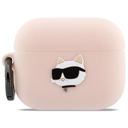 AirPods Pro 3 Karl Lagerfeld Choupette Hoofd 3D Siliconen hoesje - Roze