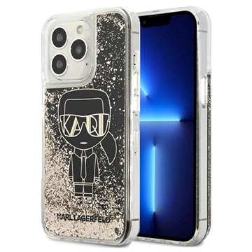 Karl Lagerfeld Gatsby Liquid Glitter iPhone 13 Pro Max Cover - Zwart