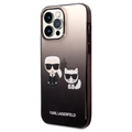 Karl Lagerfeld Gradient Karl & Choupette iPhone 14 Pro Max Cover - Zwart
