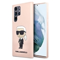 Karl Lagerfeld Ikonik Samsung Galaxy S23 Ultra 5G Siliconen Hoesje - Roze