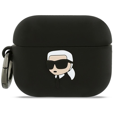 AirPods Pro 3 Karl Lagerfeld Karl Head 3D Siliconen Hoesje - Zwart